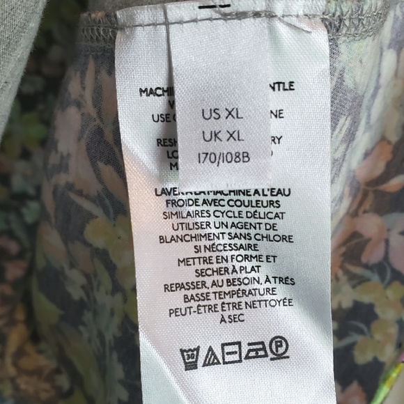 Maeve by Anthropologie Suzanne Puff Short Sleeve Mixed Floral Gray Top XL - Picture 8 of 10